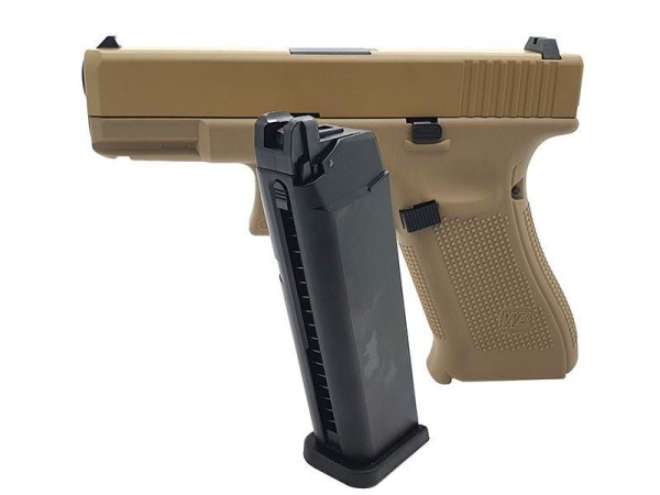 トイガン Glock 19 Tan Glock19gen5 模立方製 金属ピストルスライド グロック ハンドガン風